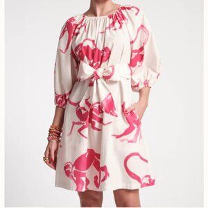 Frances Valentine Bliss Mini Dress Monkey Cotton Poplin NEW WITH TAGS LARGE